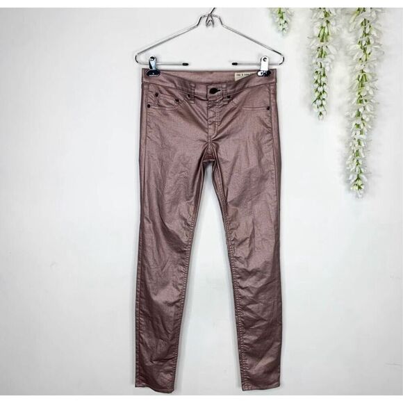 Rag & Bone rose metallic leggings skinny jeans size 27 excellent condition - Picture 2 of 8